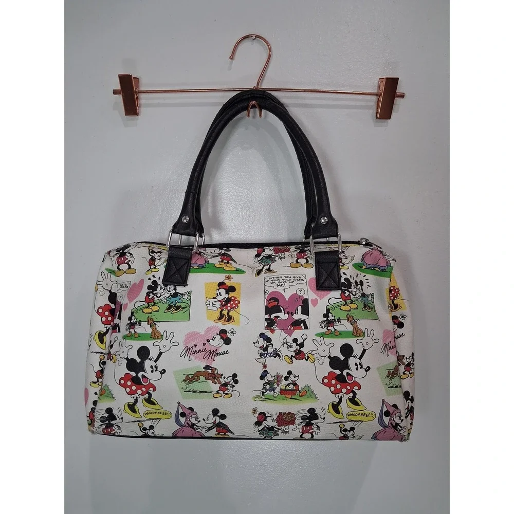 Disney Parks Mickey Minnie Mouse Comic Strip Satchel Bag White Multi F964-3476-9